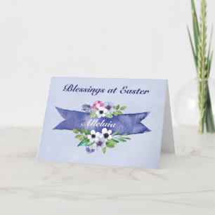 Cartes Pour Fêtes Annuelles Aquarelle de Pâques bannière florale, religieuse
