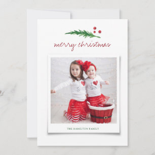 Cartes Pour Fêtes Annuelles Aquarelle de pin et de baies   Fêtes