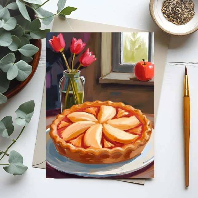 Cartes Pour Fêtes Annuelles Aquarelle de tarte Apple Thankesgiving (Créateur téléchargé)