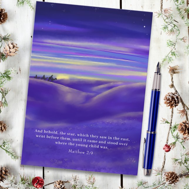 Cartes Pour Fêtes Annuelles Aquarelle de trois rois Budget religieux (Three wise men watercolor bible quote religious Christmas holiday postcard )