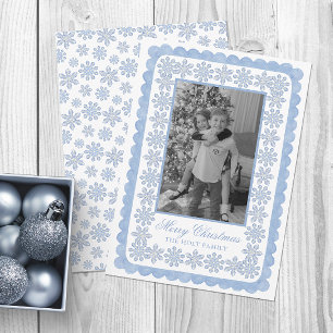 Cartes Pour Fêtes Annuelles Aquarelle Designer Blue Snowflics Noël
