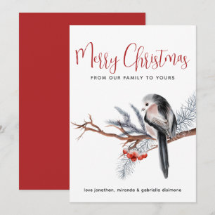 Cartes Pour Fêtes Annuelles Aquarelle d'hiver Oiseau rouge