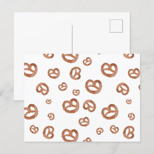 Cartes Pour Fêtes Annuelles Aquarelle douce salée Motif Pretzel