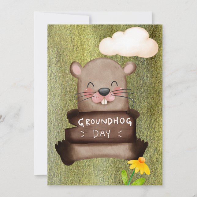 Cartes Pour Fêtes Annuelles Aquarelle du jour de la marmotte (Devant)
