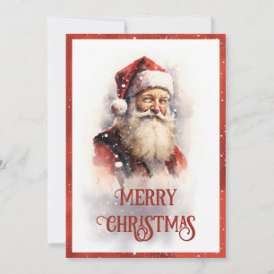 Cartes Pour Fêtes Annuelles Aquarelle du Père Noël souriant