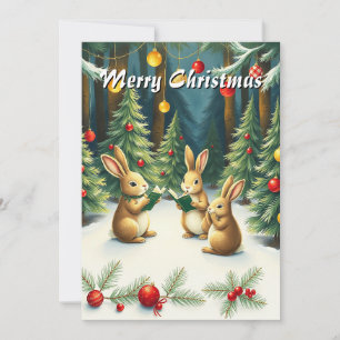 Cartes Pour Fêtes Annuelles Aquarelle Élégant Moderne Pins Caroling 