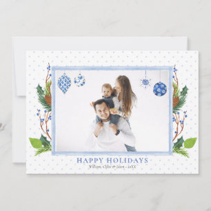 Cartes Pour Fêtes Annuelles Aquarelle Elégante Chinoiserie Bleue Une photo