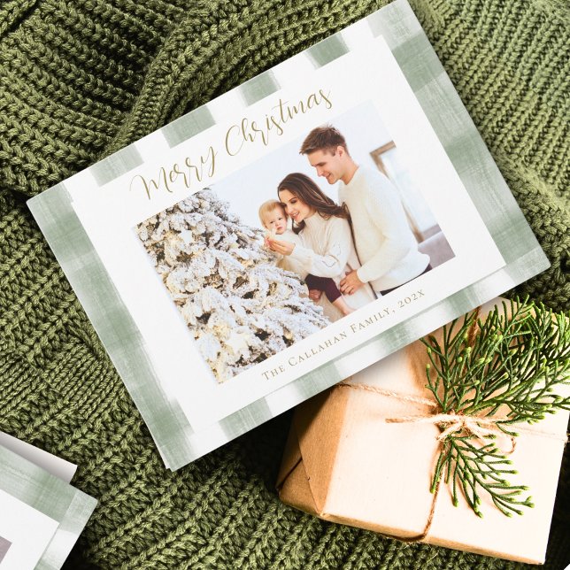 Cartes Pour Fêtes Annuelles Aquarelle En vichy verte (Créateur téléchargé)