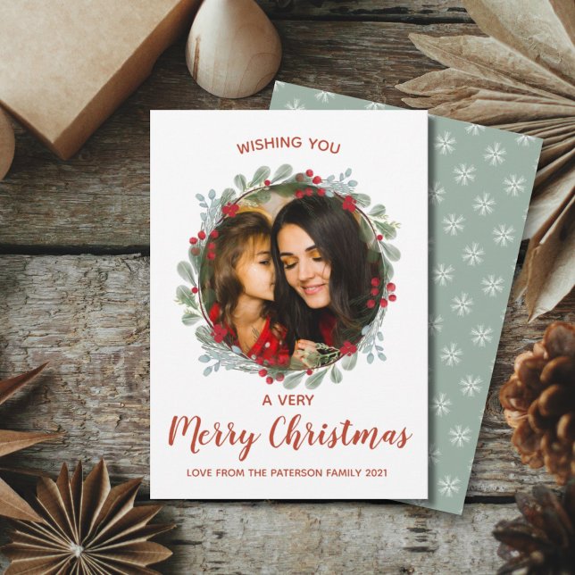 Cartes Pour Fêtes Annuelles Aquarelle et photo Joyeux Noël moderne (Créateur téléchargé)