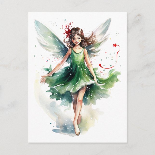 Cartes Pour Fêtes Annuelles Aquarelle Fée de Noël (Devant)
