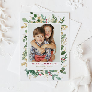 Cartes Pour Fêtes Annuelles Aquarelle Festif Gold Foil Joyeux Noël Photo