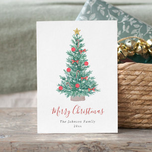 Cartes Pour Fêtes Annuelles Aquarelle Festive Arbre de Noël non photo