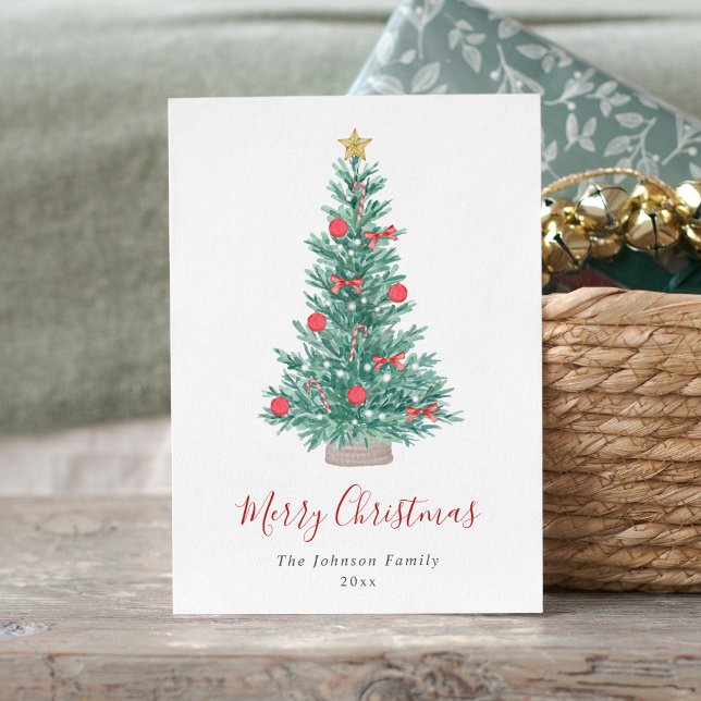 Cartes Pour Fêtes Annuelles Aquarelle Festive Arbre de Noël non photo (Créateur téléchargé)