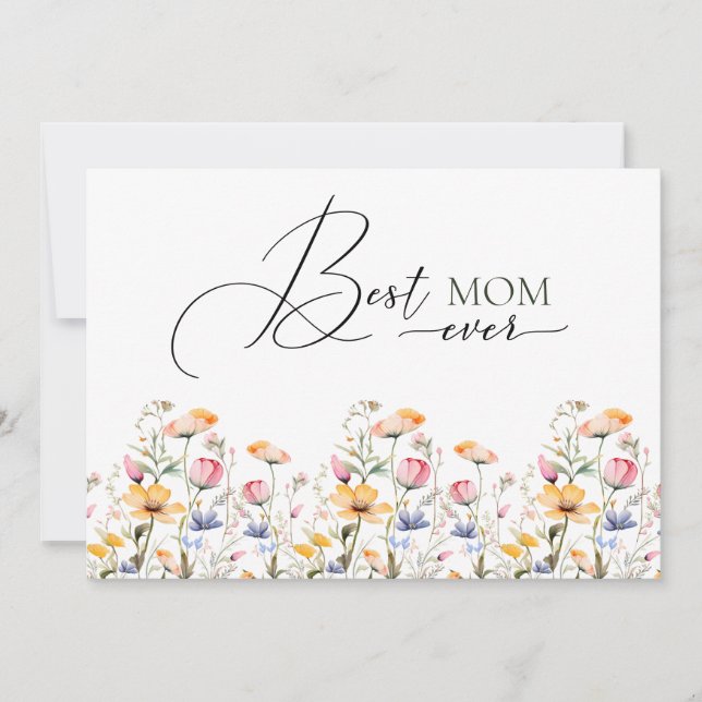 Cartes Pour Fêtes Annuelles Aquarelle Fleur sauvage Printemps Meadow Best Mom  (Devant)