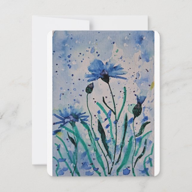 Cartes Pour Fêtes Annuelles aquarelle fleurs abstraites (Devant)