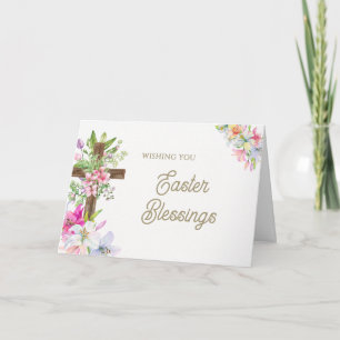 Cartes Pour Fêtes Annuelles Aquarelle Fleurs Croix Religieux Bénédictions de P