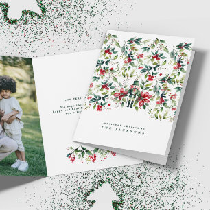 Cartes Pour Fêtes Annuelles Aquarelle Fleurs de Noël Casse-noix   Photo