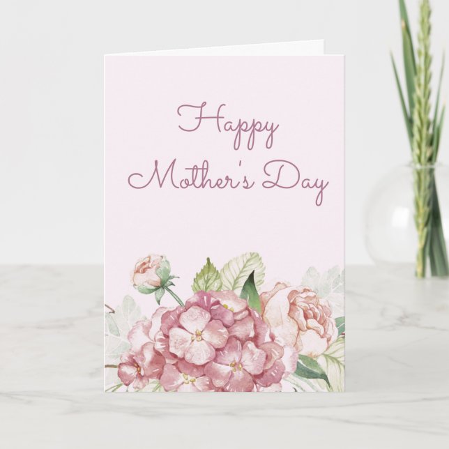 Cartes Pour Fêtes Annuelles Aquarelle Fleurs roses Personnalisé Fête des Mères (Devant)