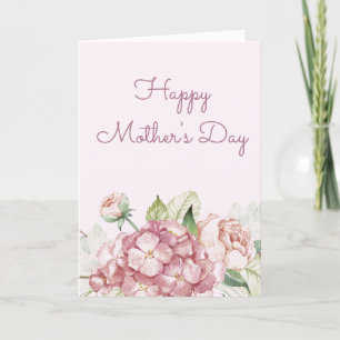 Cartes Pour Fêtes Annuelles Aquarelle Fleurs roses Personnalisé Fête des Mères