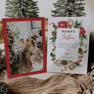 Cartes Pour Fêtes Annuelles Aquarelle Floral Berries Cadre Photo Noël