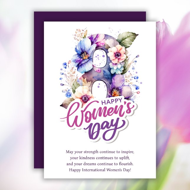 Cartes Pour Fêtes Annuelles Aquarelle Florale 8 mars Journée internationale de (Créateur téléchargé)