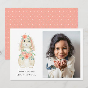 Cartes Pour Fêtes Annuelles Aquarelle Florale Bunny Hoppy Photo de Pâques