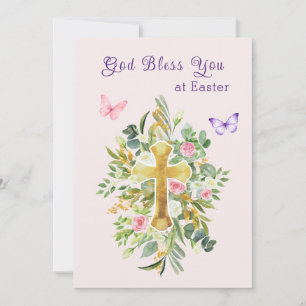 Cartes Pour Fêtes Annuelles Aquarelle Florale Croix Chrétienne Pâques