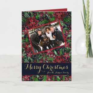 Cartes Pour Fêtes Annuelles Aquarelle florale de Poinsettia Noël