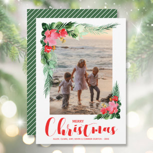 Cartes Pour Fêtes Annuelles Aquarelle florale tropicale photo de Noël
