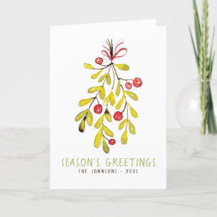 Cartes Pour Fêtes Annuelles Aquarelle Foliage Botanique Holly Berry Noël