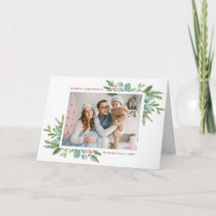 Cartes Pour Fêtes Annuelles Aquarelle Folio de Noël et cadre creux
