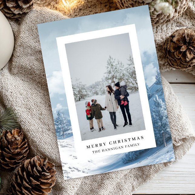 Cartes Pour Fêtes Annuelles Aquarelle Forêt verdure Famille Photo Plat (Créateur téléchargé)