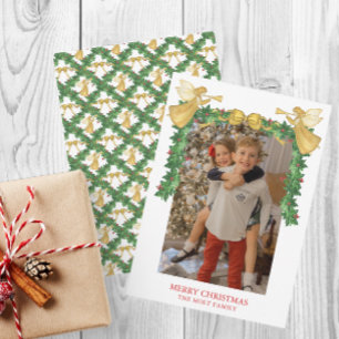 Cartes Pour Fêtes Annuelles Aquarelle Golden Angel Garland Noël