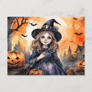 Cartes Pour Fêtes Annuelles Aquarelle Halloween sorcière