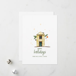 Cartes Pour Fêtes Annuelles Aquarelle Happy Holidays House Non photo