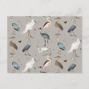 Cartes Pour Fêtes Annuelles Aquarelle Heron Bird Egret Nature Motif
