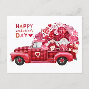 Cartes Pour Fêtes Annuelles Aquarelle Heureuse Sainte-Valentin Gnomes et Coeur