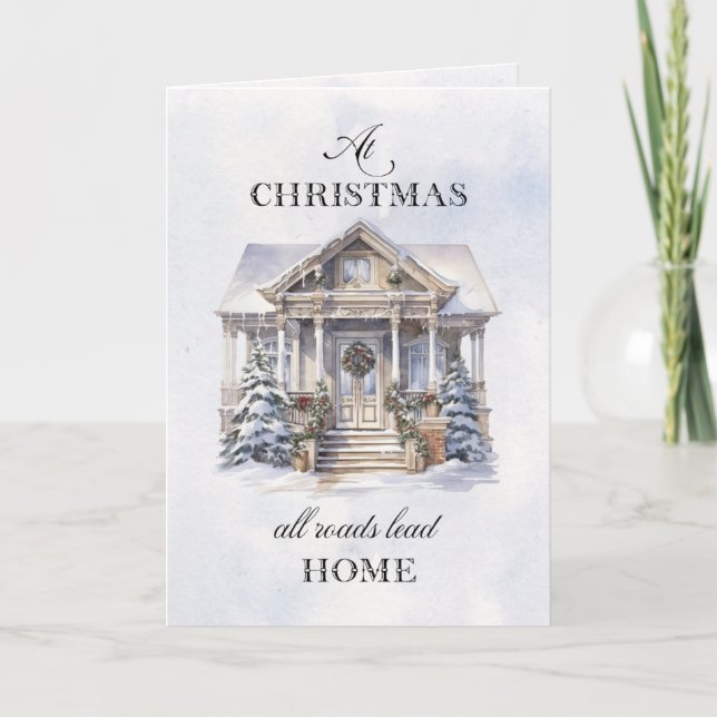 Cartes Pour Fêtes Annuelles Aquarelle hiver Accueil Noël Salutations (Devant)