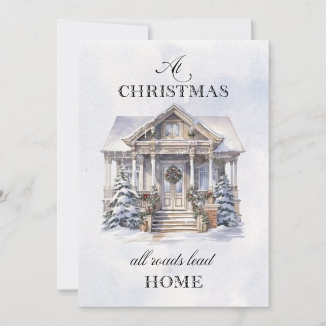 Cartes Pour Fêtes Annuelles Aquarelle hiver Accueil Noël Salutations (Devant)
