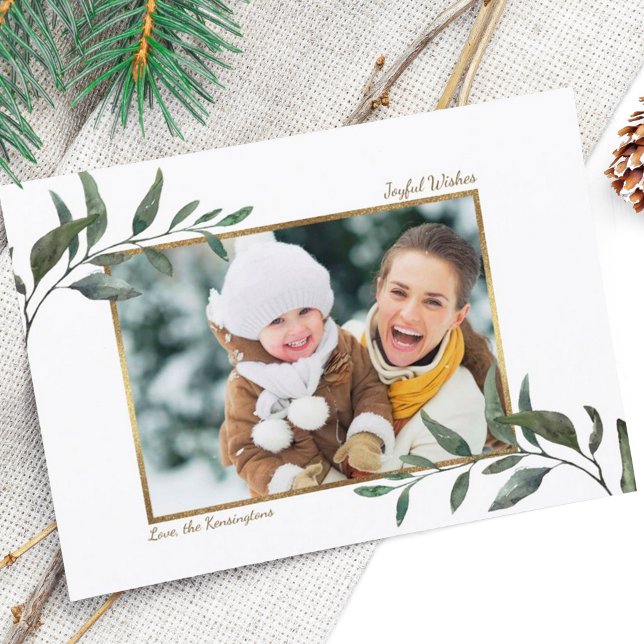 Cartes Pour Fêtes Annuelles Aquarelle Hiver Végétation Vacances Noël Photo (Créateur téléchargé)