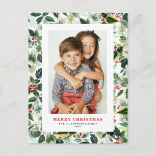 Cartes Pour Fêtes Annuelles Aquarelle hiver verdure Joyeux Noël Photo