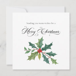 Cartes Pour Fêtes Annuelles Aquarelle Holly Élégant Script Calligraphie