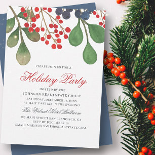Cartes Pour Fêtes Annuelles Aquarelle Holly et Berries Foliing