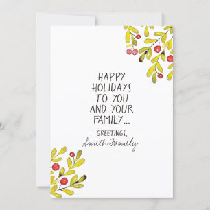 Cartes Pour Fêtes Annuelles Aquarelle Holly Happy Holiday Salutations