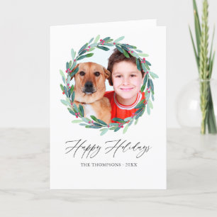 Cartes Pour Fêtes Annuelles Aquarelle Holly Jolly Photo de Noël