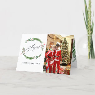 Cartes Pour Fêtes Annuelles Aquarelle Holly Jolly Photo de Noël