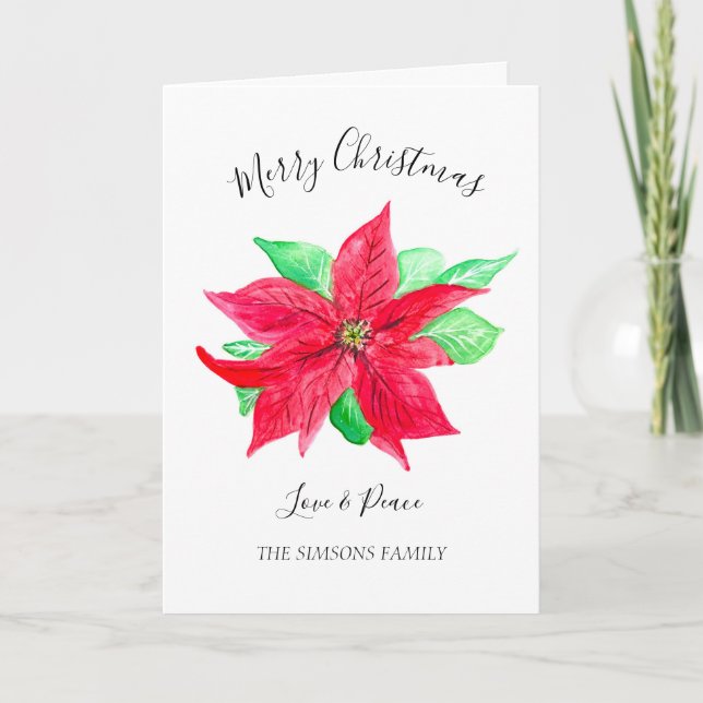Cartes Pour Fêtes Annuelles Aquarelle Holly Joyeux Arbre de Noël (Devant)