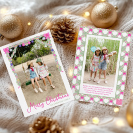 Cartes Pour Fêtes Annuelles Aquarelle Hot Rose Bows Garland Photo de Noël