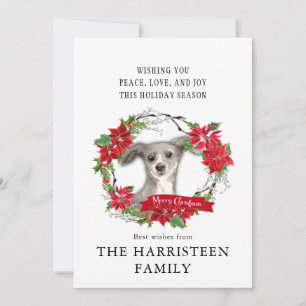 Cartes Pour Fêtes Annuelles Aquarelle italienne Greyhound Poinsettia Noël