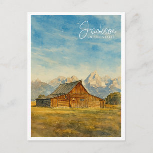 Cartes Pour Fêtes Annuelles Aquarelle Jackson Hole   Grand Teton Travel Art